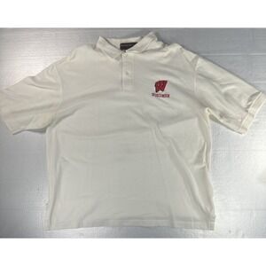 Vintage 90s Wisconsin Badgers Polo Shirt XL Made in USA Country Cottons Cross Cr